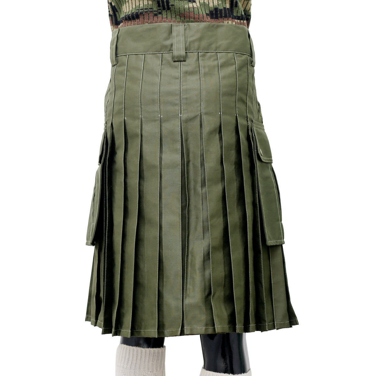 Olive Green Tactical Duty Kilt Back