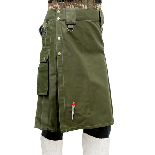 Olive Green Tactical Duty Kilt Right