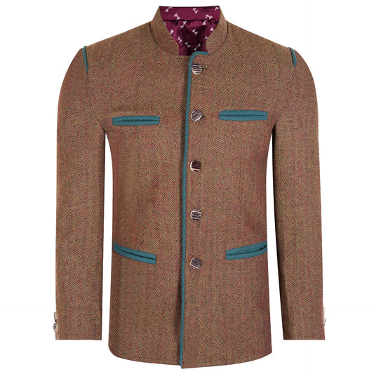 Premium Quality Tweed Germen Bavarian Trachten Jacket Front