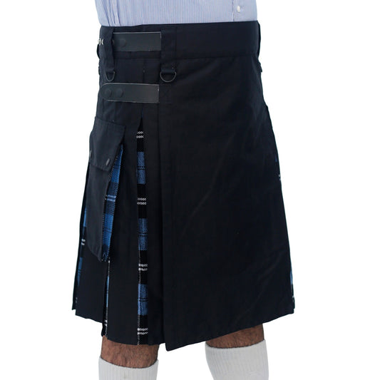 Ramsay Blue and Black Hybrid Kilt Right