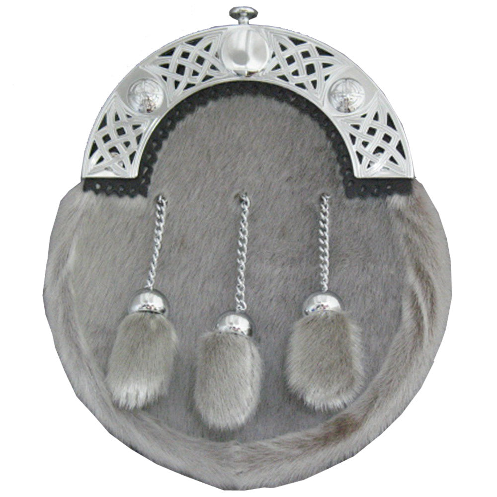 Real Rabbit Fur Sporran Grey