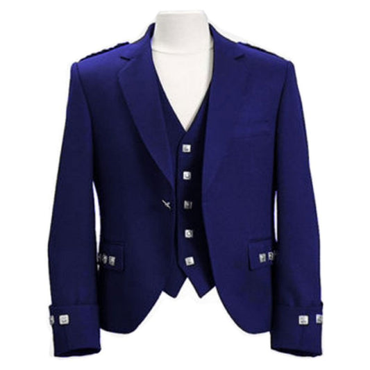 Royal Blue Argyle Jacket With Vest