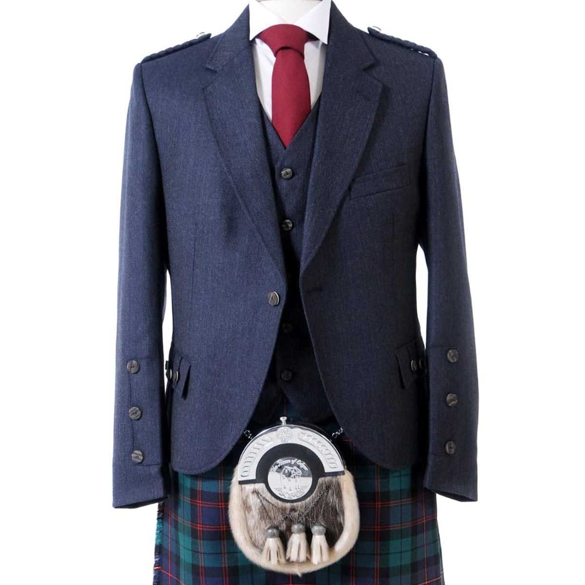 Royal Blue Tweed Argyle Jacket with Vest