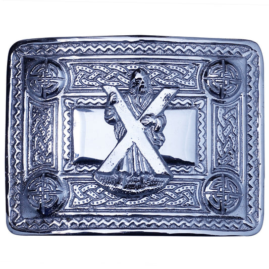 Saint Andrew Badge Chrome Kilt Belt Buckle