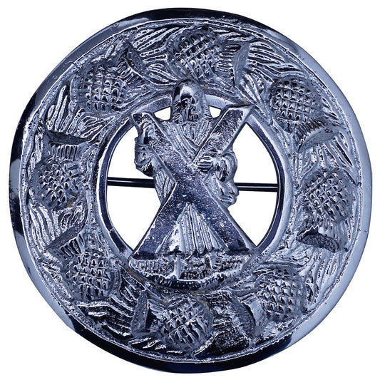 Saint Andrew Kilt Fly Plaid Brooch Front