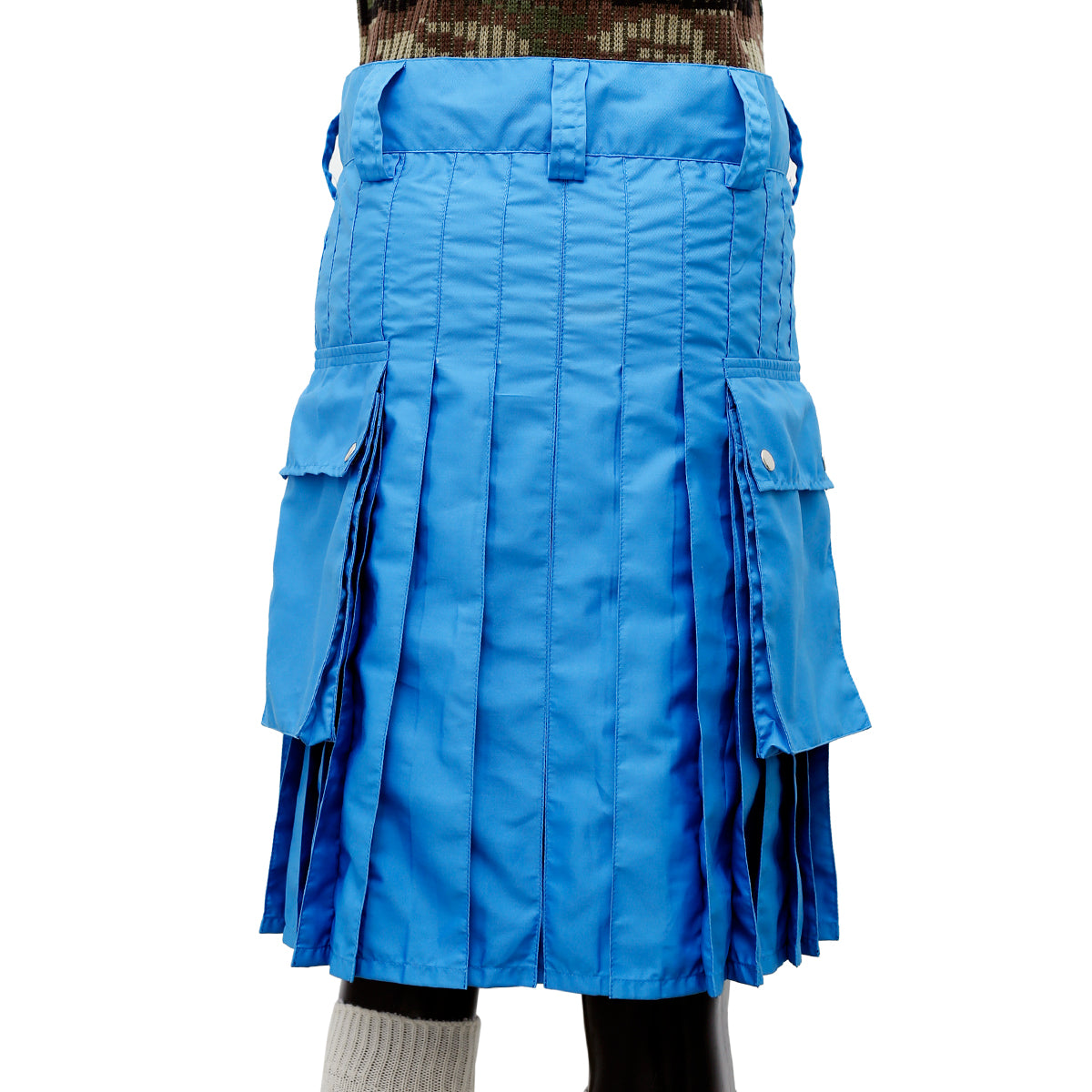Scottish Blue Cargo Pocket Utility Kilt Back