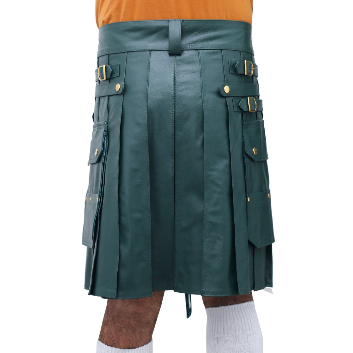 Scottish Green Real Leather Kilt Back