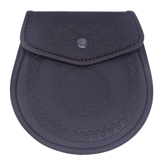 Scottish Highland Kilt Black Leather Sporran