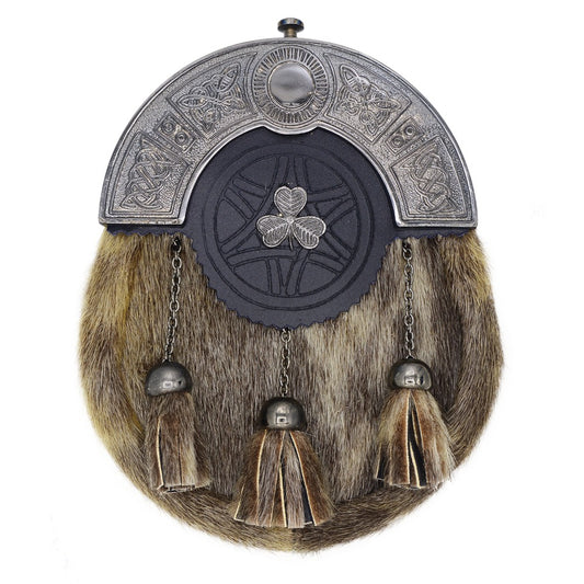 Seal Skin Sporran with Shamrock Badge