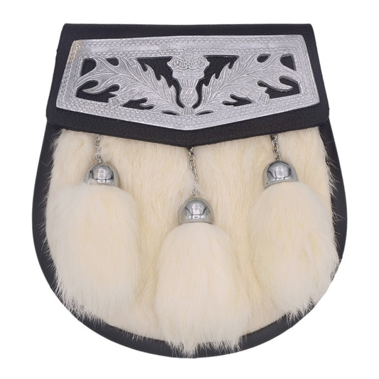 Semi Dress White Rabbit Fur Leather Sporran