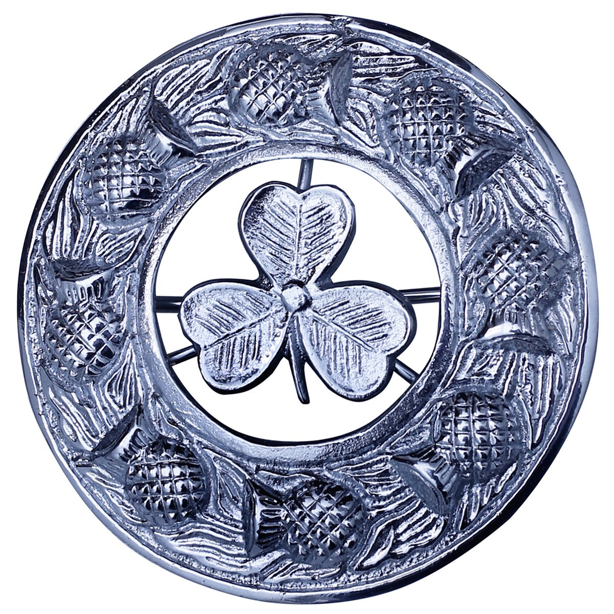 Shamrock Kilt Fly Plaid Brooch Front