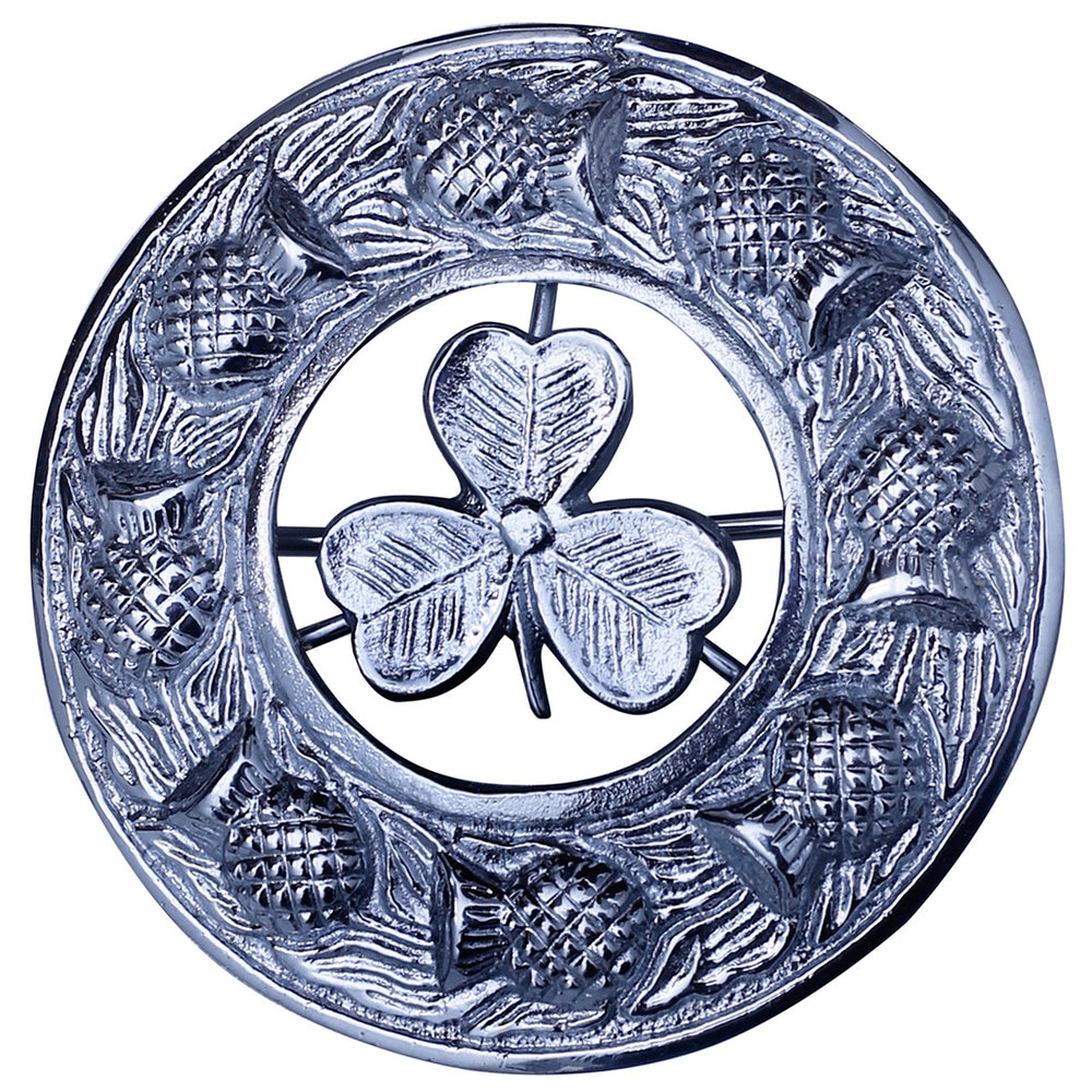 Shamrock Kilt Fly Plaid Brooch Front