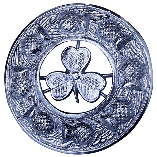 Shamrock Kilt Fly Plaid Brooch Front