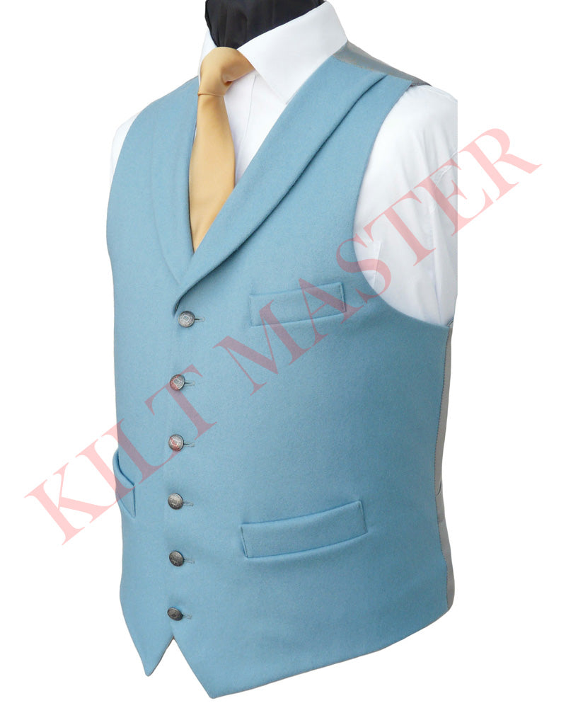 Sky Blue Wool Kilt Vest