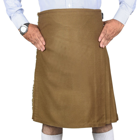 Solid Brown Tartan Kilt