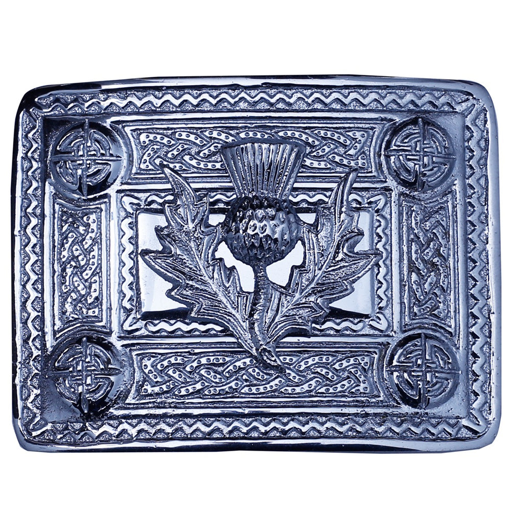 Thistle Badge Chrome Kilt Belt Buckle