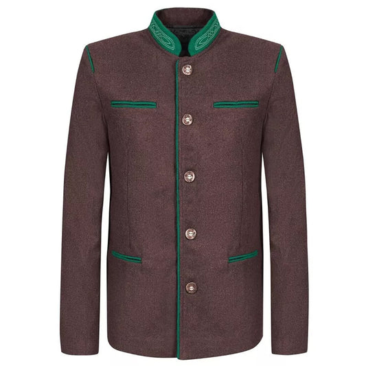 Traditional Bavarian Brown Loden Wool Jacket – Austrian Tyrol Blazer