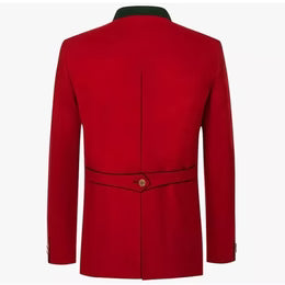 Traditional Bavarian Red Loden Wool Jacket - Austrian Tyrol Blazer