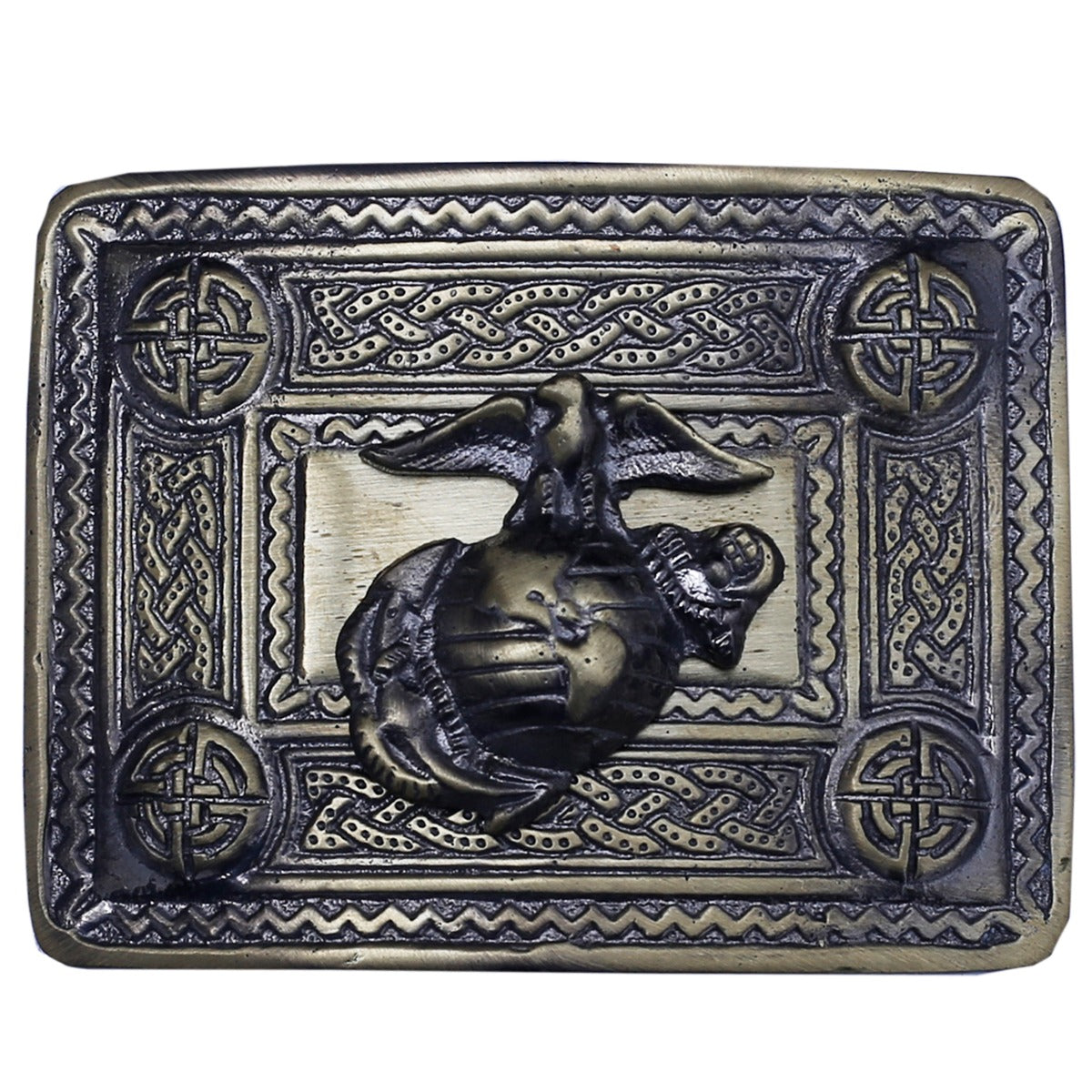 US Marine Badge Celtic Kilt Belt Buckle Antique Finish