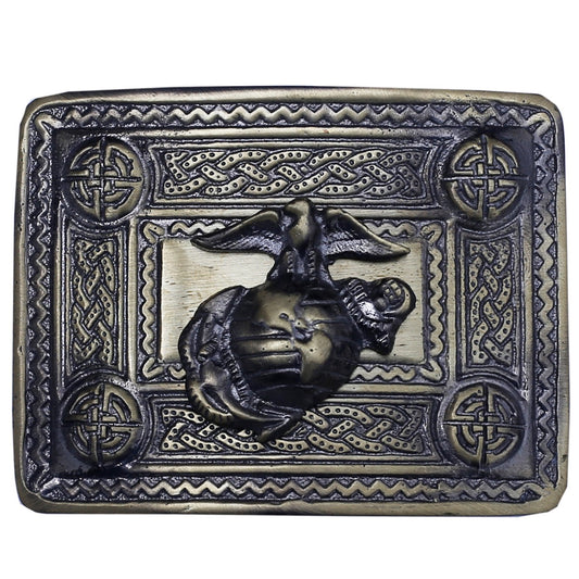 US Marine Badge Celtic Kilt Belt Buckle Antique Finish