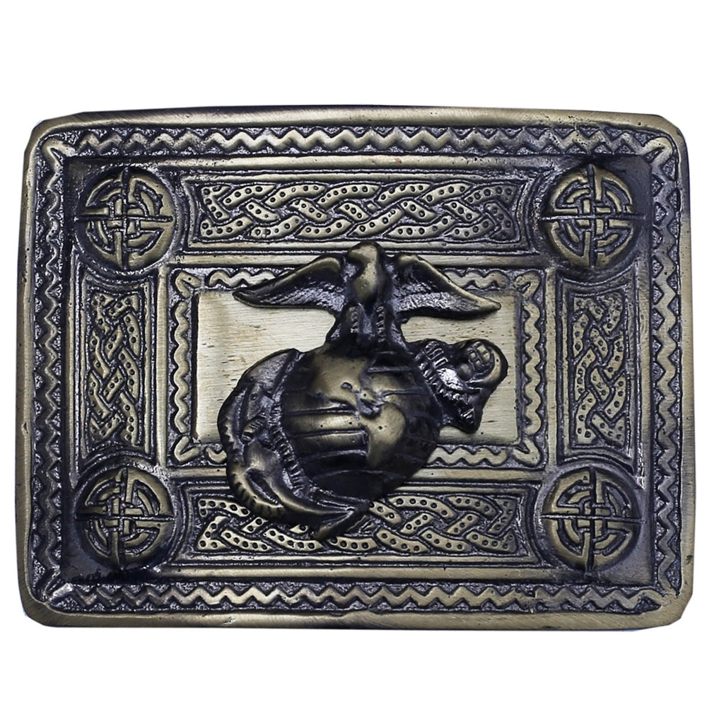 US Marine Badge Celtic Kilt Belt Buckle Antique Finish