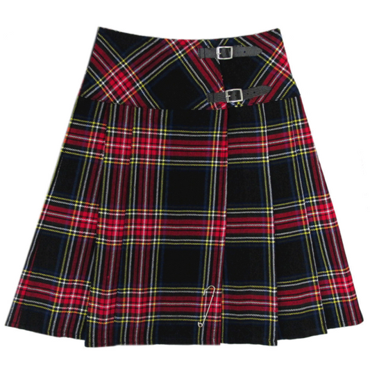 Women Black Stewart Tartan Kilt