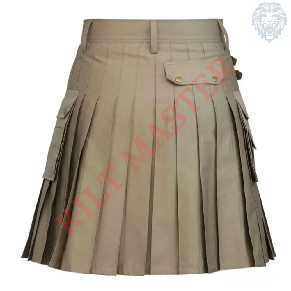 Khaki Modern Utility Kilt