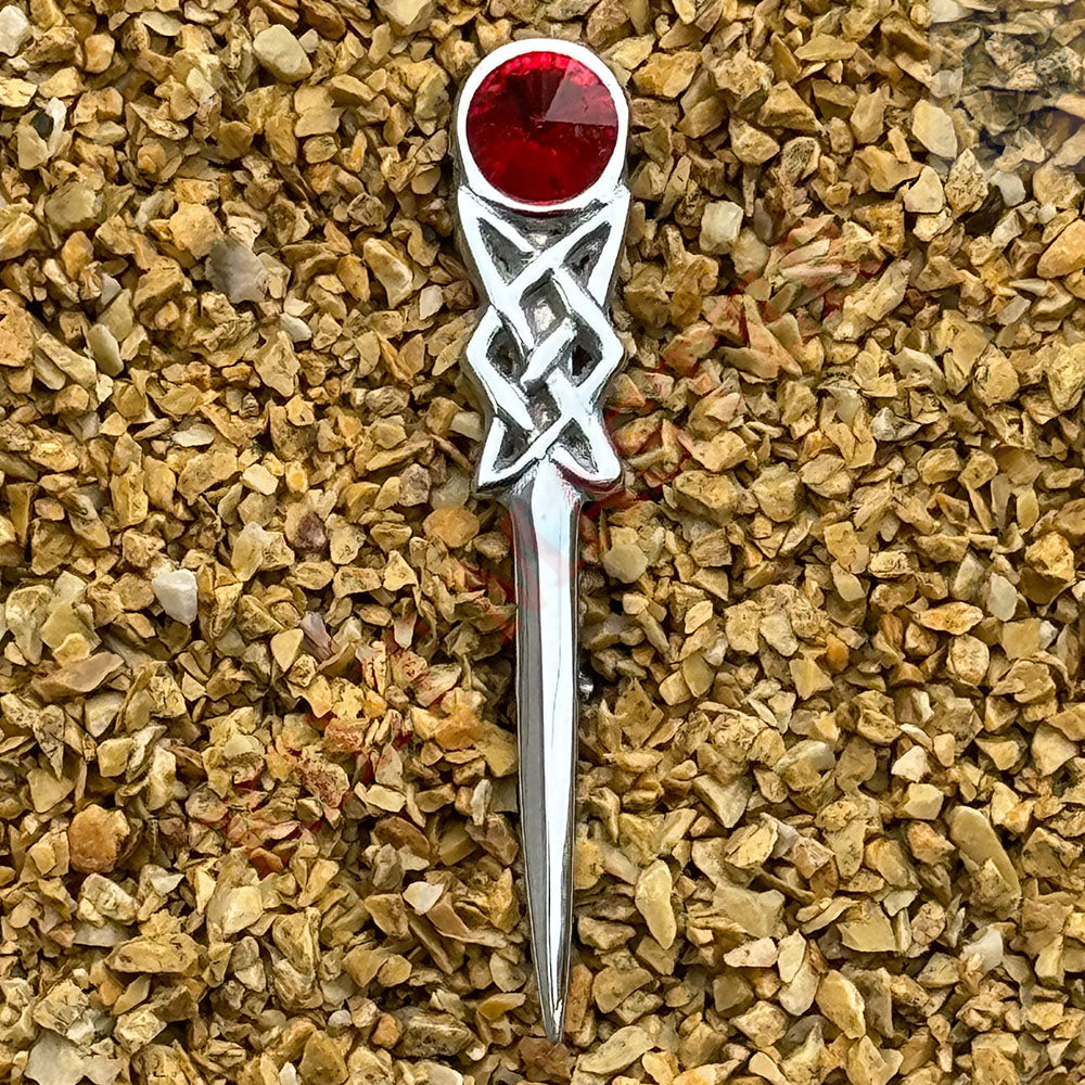 Red Pewter Celtic Knot Kilt Pin - Exquisite Design- B