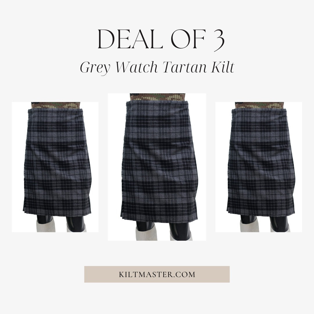 3 Grey Watch Tartan Kilts Deal
