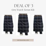 3 Grey Watch Tartan Kilts Deal