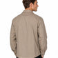 Man wearing a beige shirt on a white background
