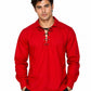 Man wearing a red long-sleeve shirt with lace-up details on a white background