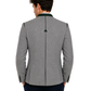 Gray blazer worn by a person on a white background