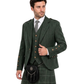 Man wearing a traditional green Scottish kilt outfit on a white background