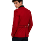 Man wearing a red jacket on a white background