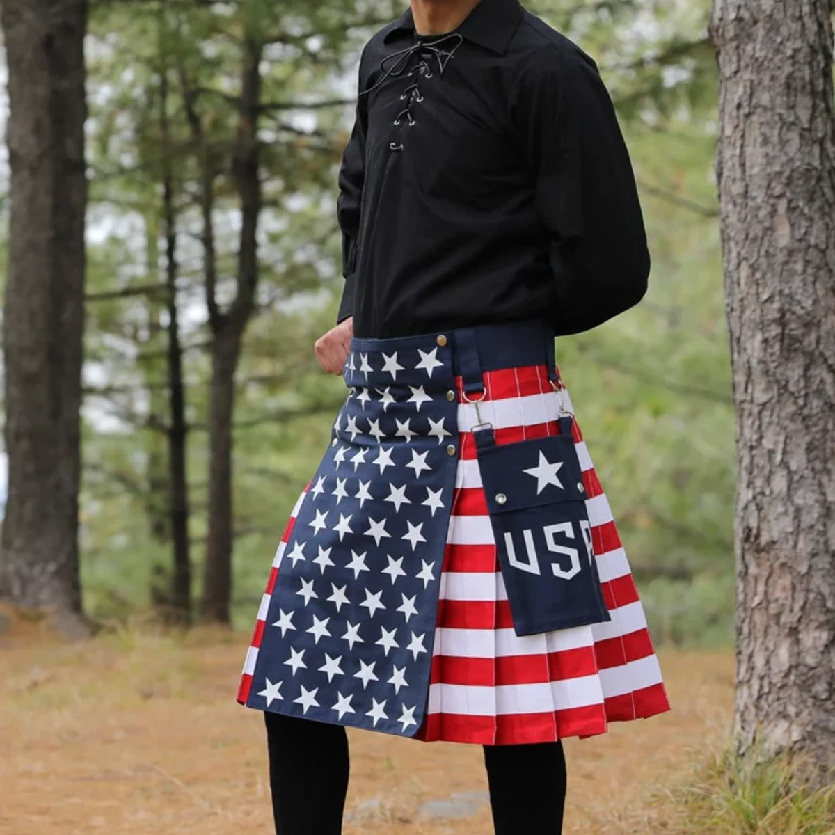 American Flag Utility Kilt for Men Left