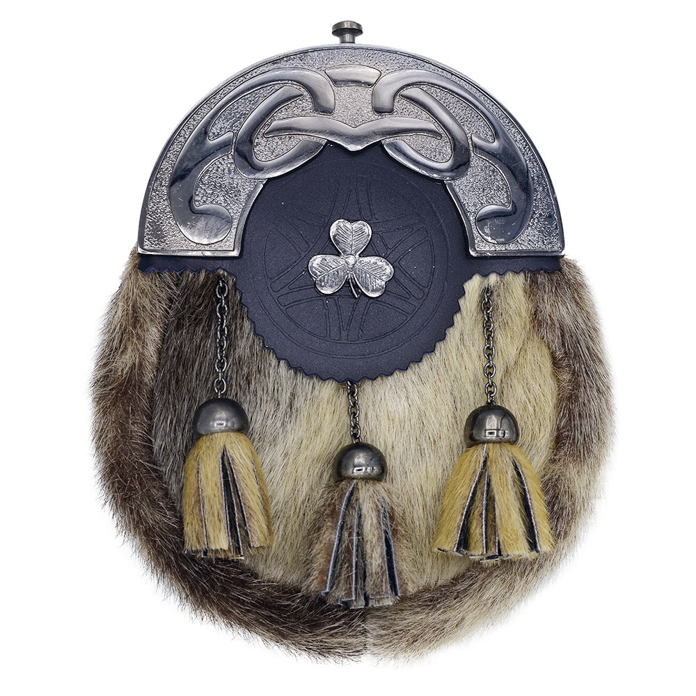 Antique Cantle Seal Skin Sporran with Shamrock Badge