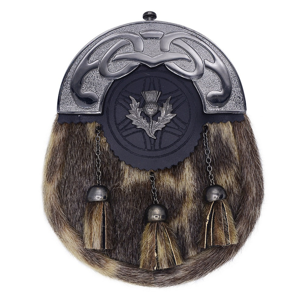 Antique Finish Seal Skin Sporran with Thistle Badge