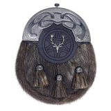 Antique Scottish Seal Skin Sporran with Stag Head Cantle