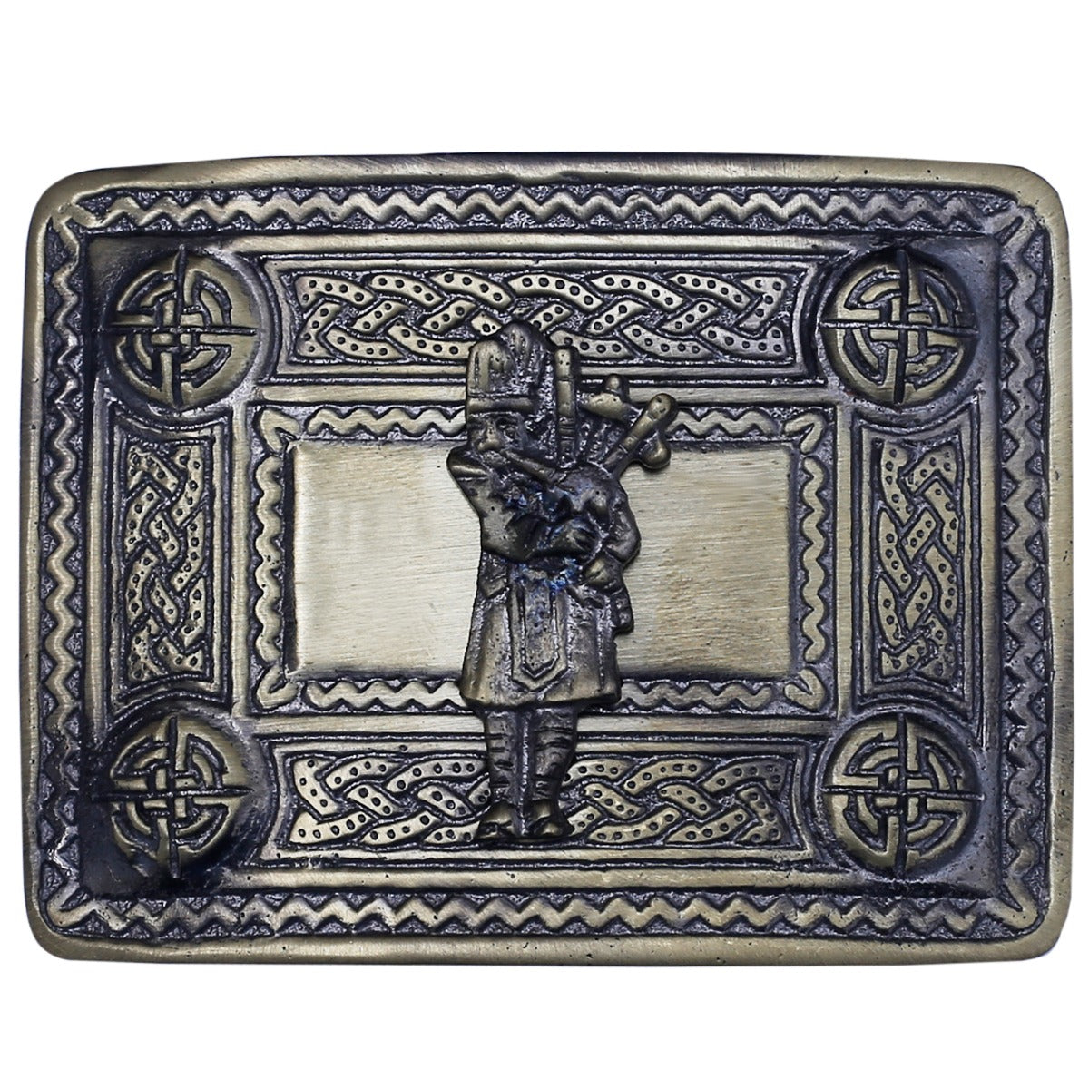 Bagpiper Man Badge Kilt Belt Buckle