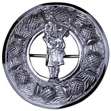 Bagpiper Man Badge Kilt Fly Plaid Brooch Front