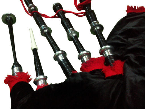 Black Mounts with Red Flare Bagpipe