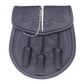 Black 3 Tassels Leather Sporran Front