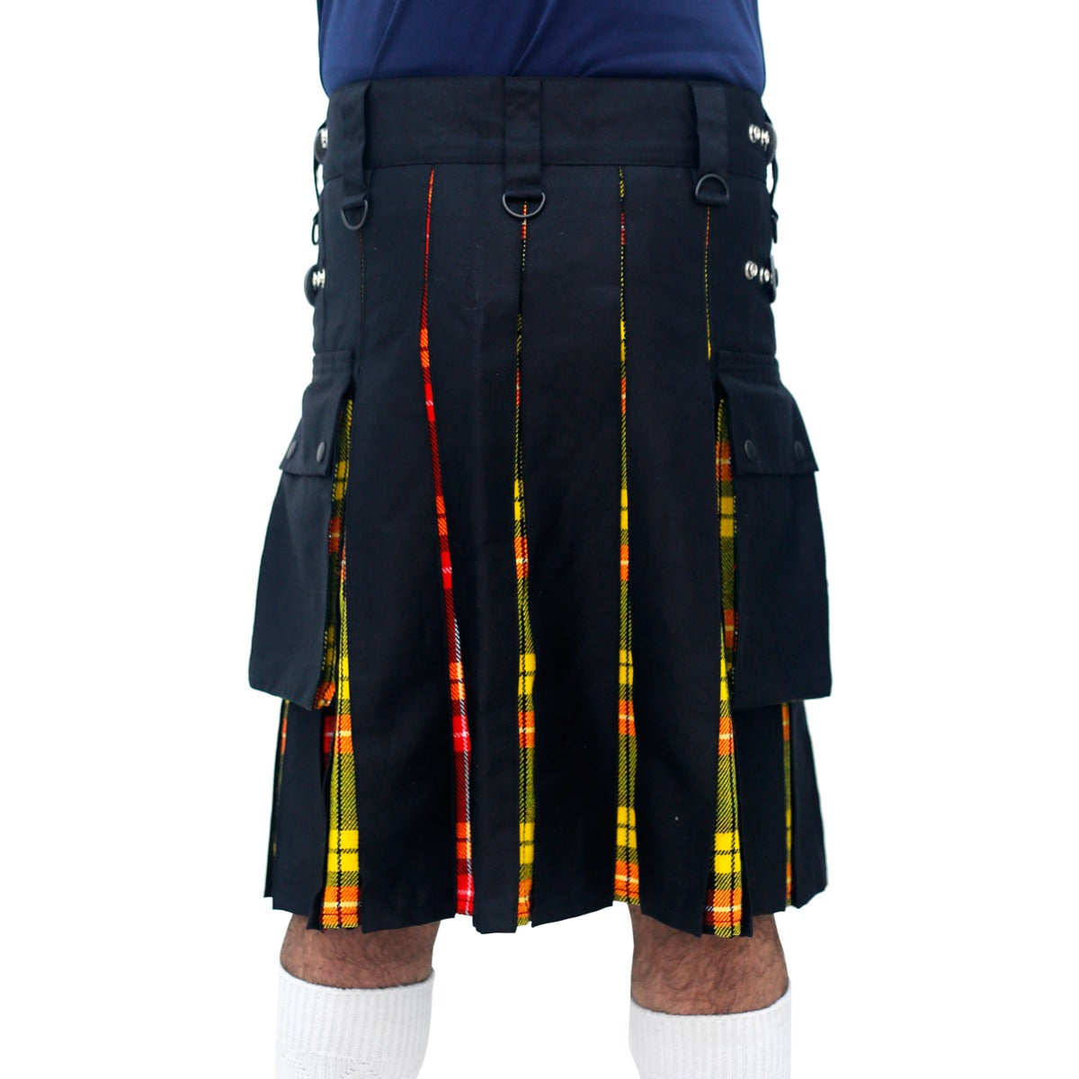 Black and Buchanan Tartan Hybrid Kilt Back