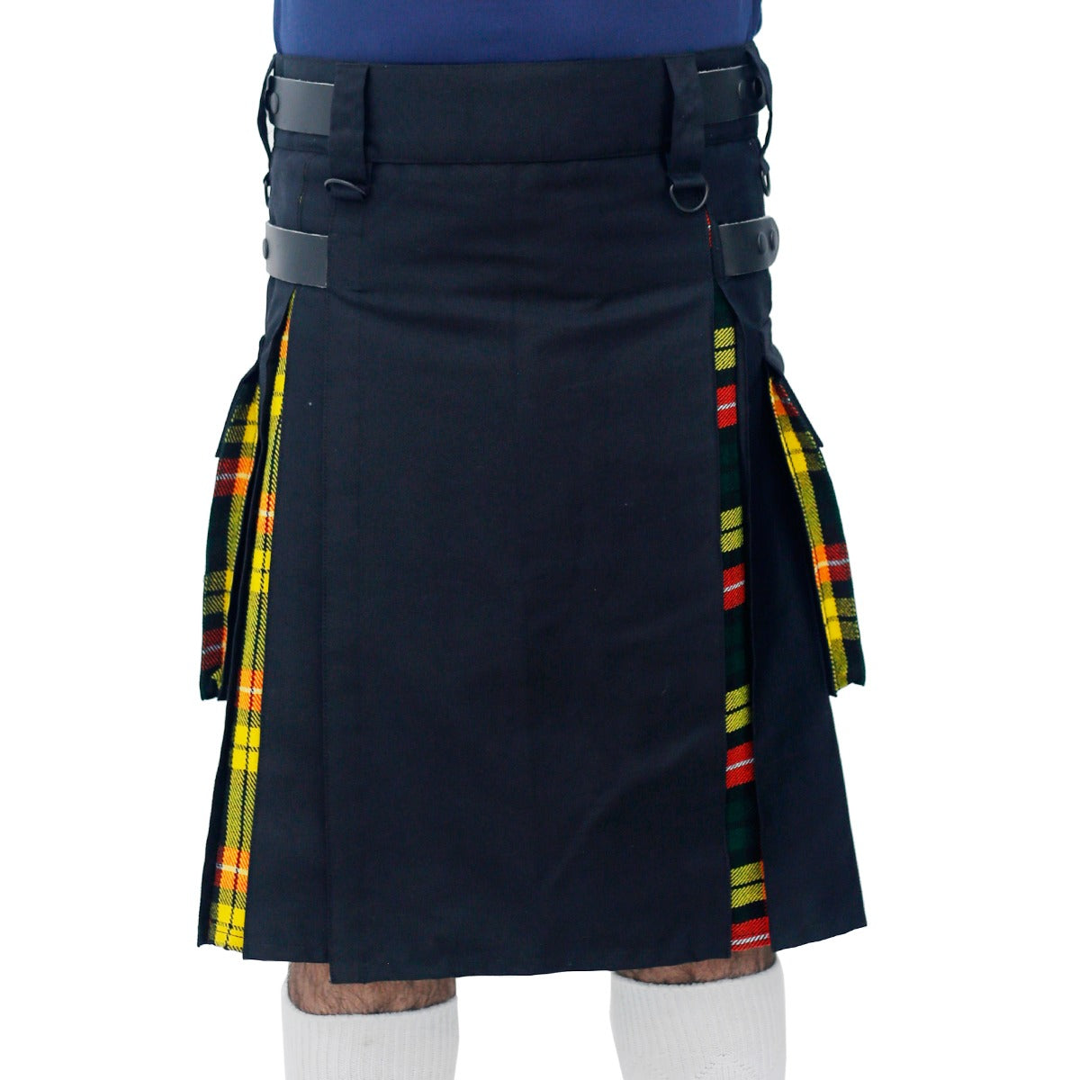 Black and Buchanan Tartan Hybrid Kilt Front