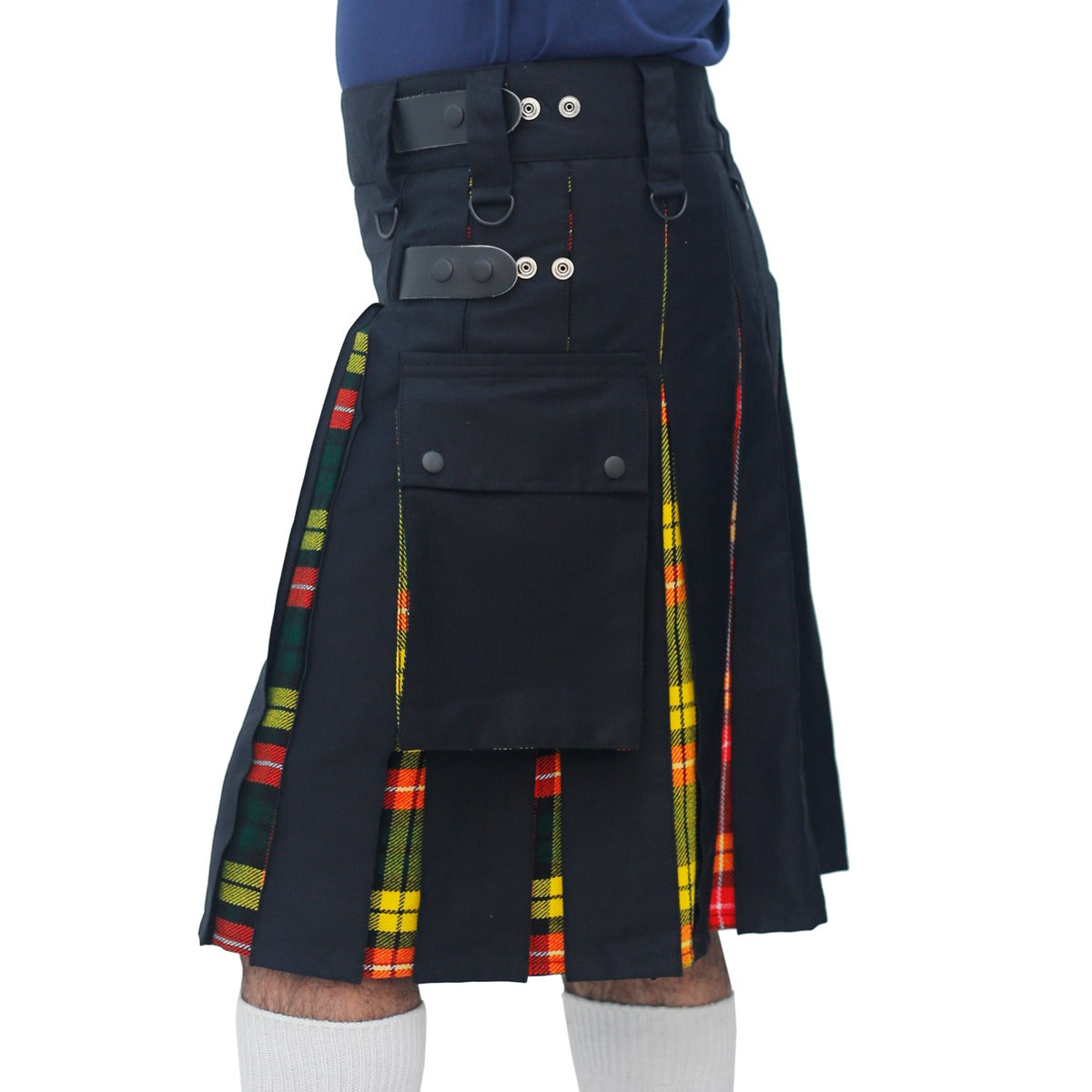 Black and Buchanan Tartan Hybrid Kilt Left