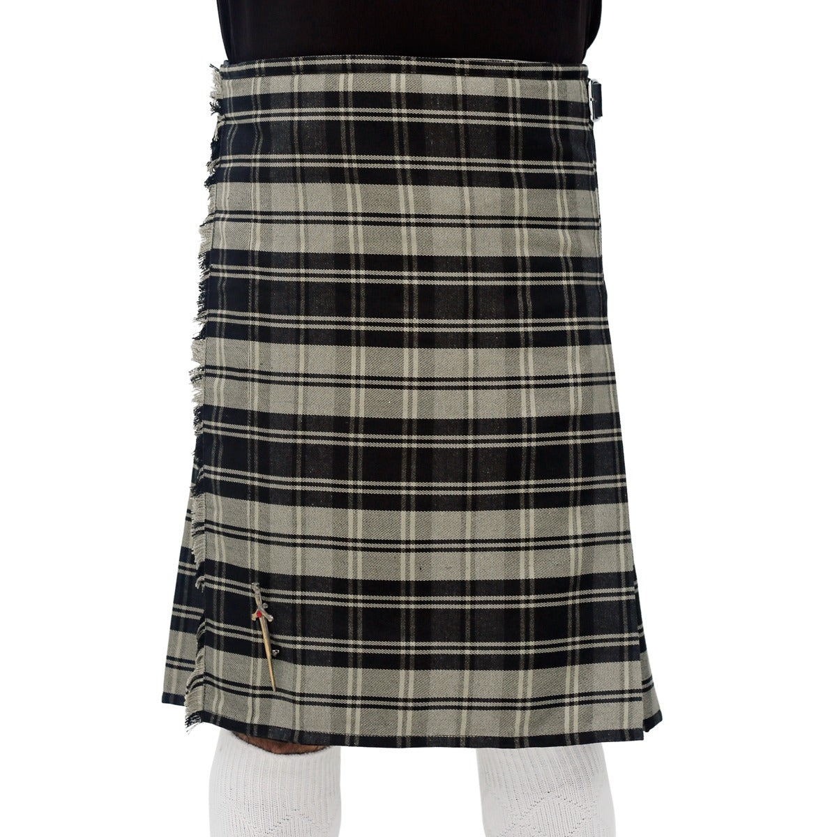 Black and Grey Poly Viscose Kilt Front