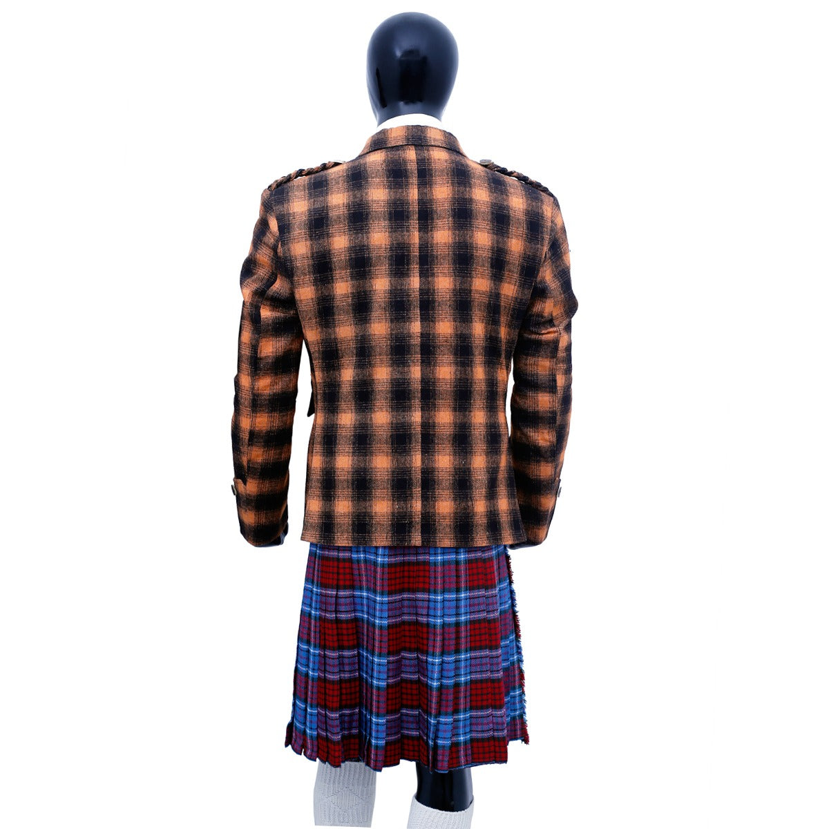 Black and Orange Tweed Argyle Jacket with Vest Back Photo