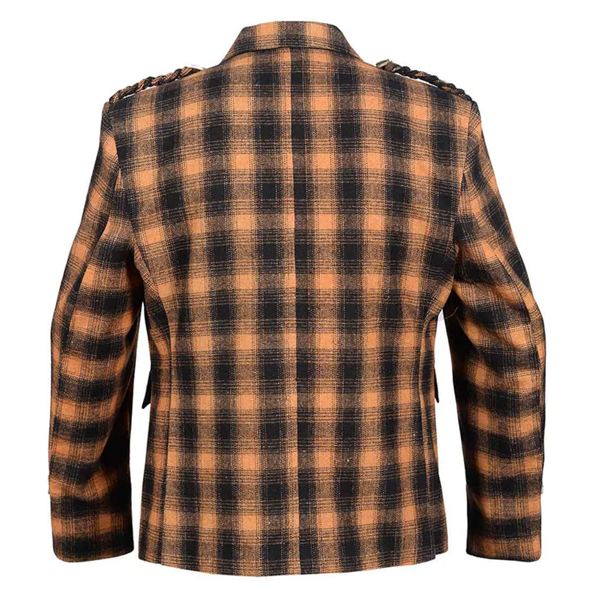 Black and Orange Tweed Argyle Jacket with Vest Back