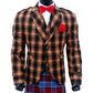 Black and Orange Tweed Argyle Jacket with Vest Photo